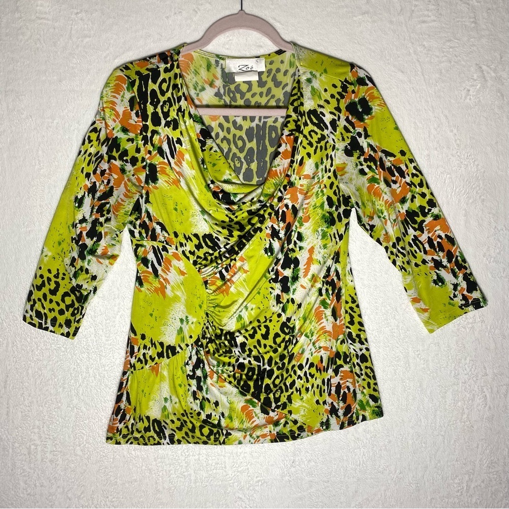 Zoe Leopard Print Top Blouse Size Medium Y2K Style
